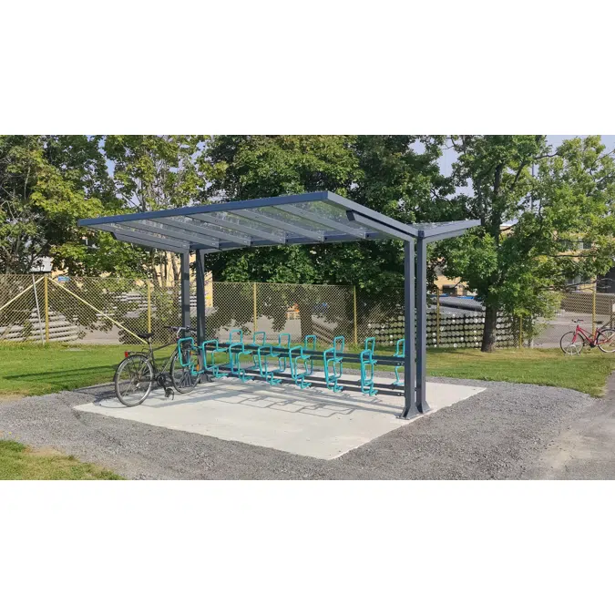 Viva Vivid 2-sided bicycle shelter, 4 m, 20 bicycles