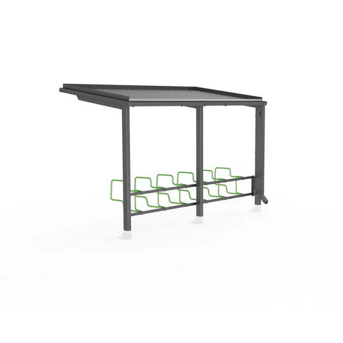 Viva Vivid 1-sided bicycle shelter, 3840 mm, 10 bicycles