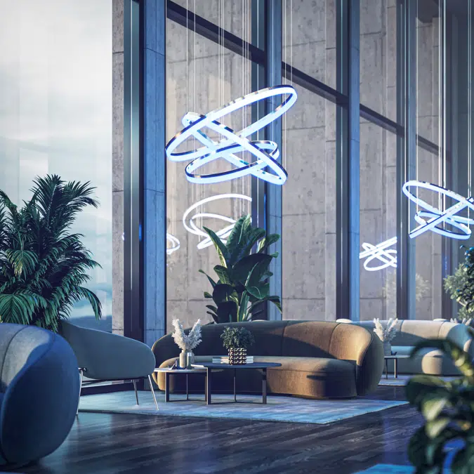 RGBW Color-Changing LED Ring Pendant Chandelier Downlight