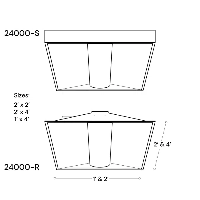 Perforated Metal Center-Basket LED Troffer Light