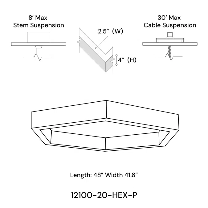 Hexagon LED Pendant Uplight and Downlight