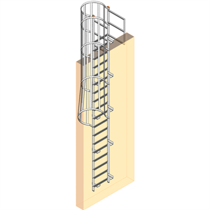 BIM objects - Free download! Tubular Aluminum Fixed Ladder w/ Cage ...