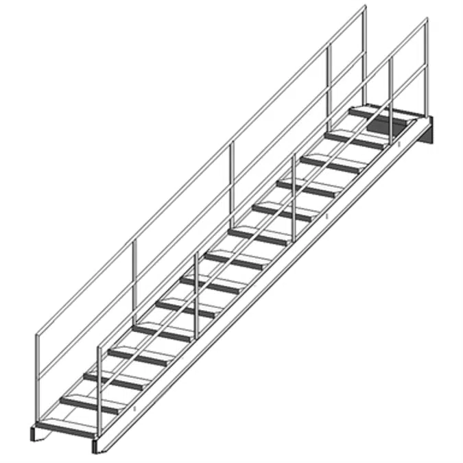 BIM objects - Free download! Fixed Aluminum Industrial Stairway With ...