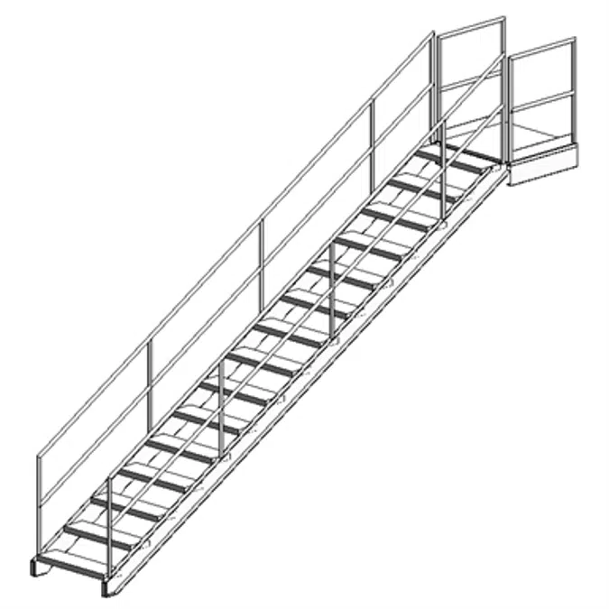 BIM objects - Free download! Fixed Aluminum Industrial Stairway With ...