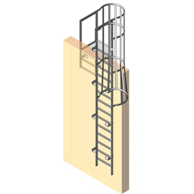 BIM objects - Free download! Fixed Aluminum Ladder w/ Cage, Parapet ...