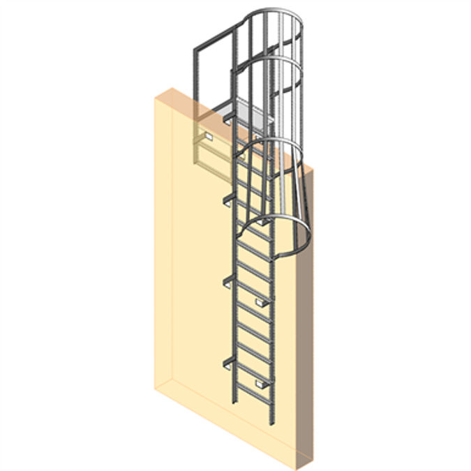 BIMobjektit ilmainen lataus! Fixed Aluminum Ladder w/ Cage, Parapet