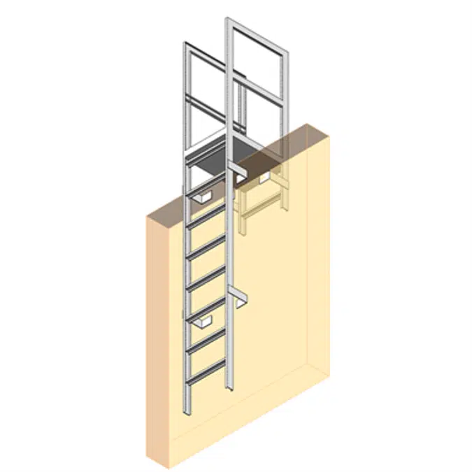 BIM objects - Free download! Fixed Aluminum Ladder w/ Parapet Platform ...