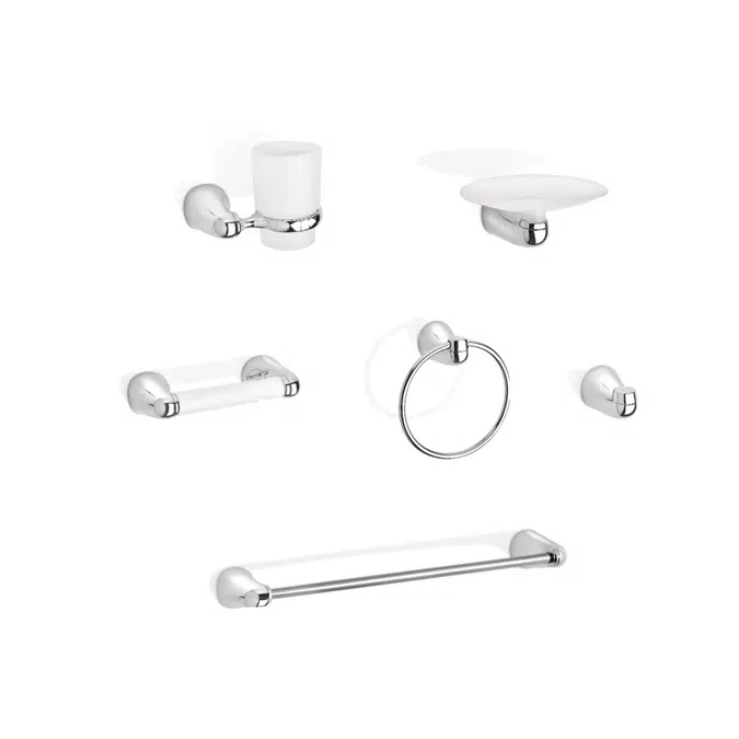 Kit de Accesorios para Baño Aluvia x6 Piezas Blanco - Cromo CORONA