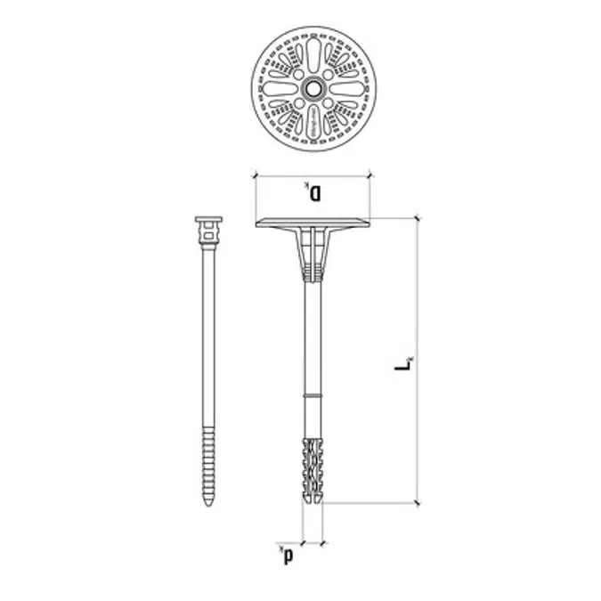 LTX-8 Hammer fastener with plastic pin and short expansion zone