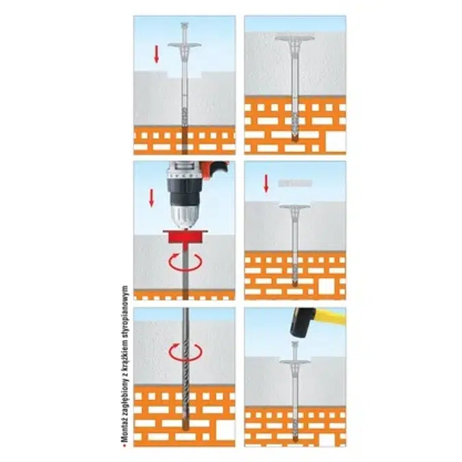 LTX-8 Hammer fastener with plastic pin and short expansion zone