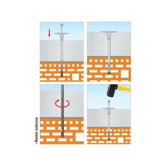 LTX-8 Hammer fastener with plastic pin and short expansion zone