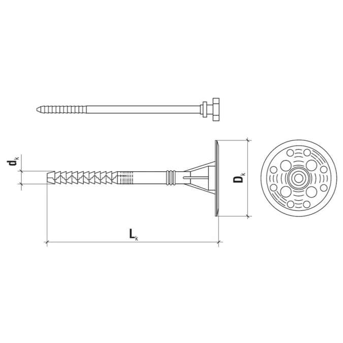 LFN Hammer fastener with plastic pin and long expansion zone