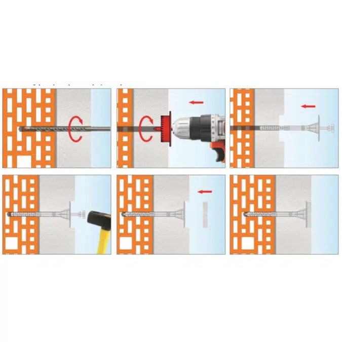 LFN Hammer fastener with plastic pin and long expansion zone