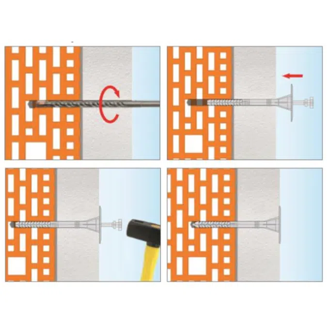 LFN Hammer fastener with plastic pin and long expansion zone