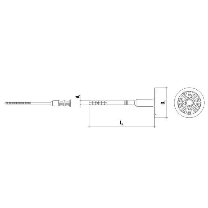 WKTHERM-S-8 Screwed-in fastener with steel pin and short expansion zone