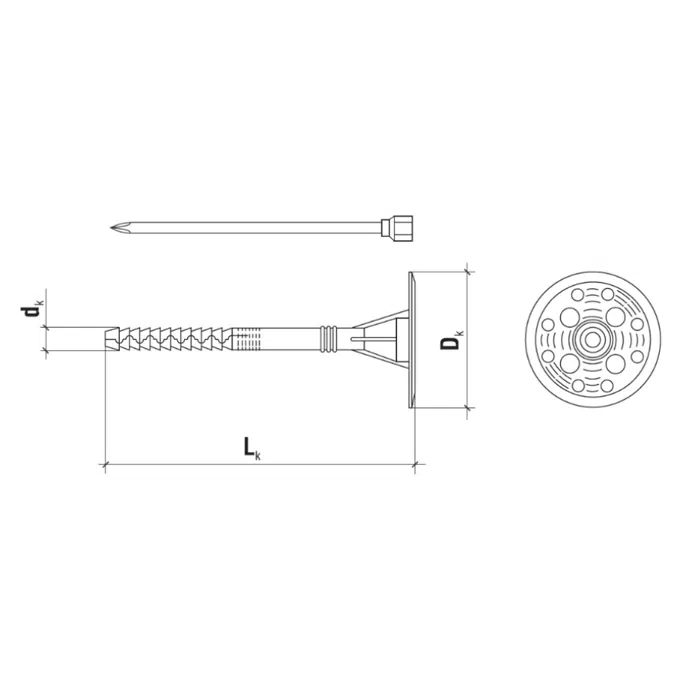 LFMG Hammer fastener with metal pin and long expansion zone