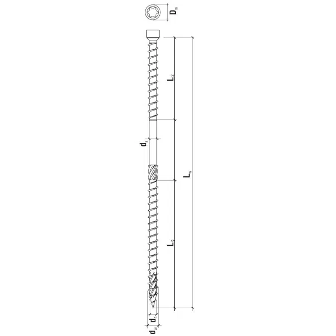 WKPC - Screw with double thread for over-rafter insulation