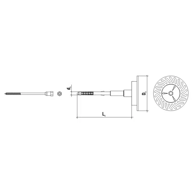 ECO-DRIVE W 8 Screwed-in fastener with metal pin and telescopic support collar