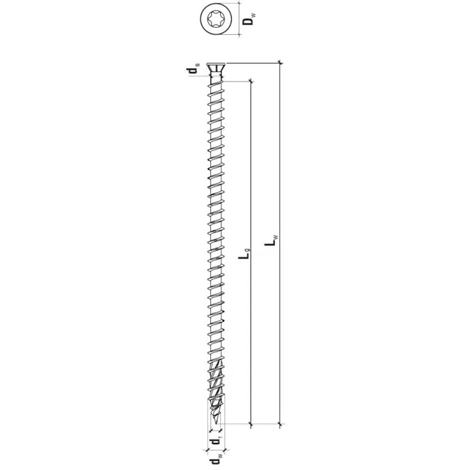 WKFS - Countersunk head construction screw with full thread