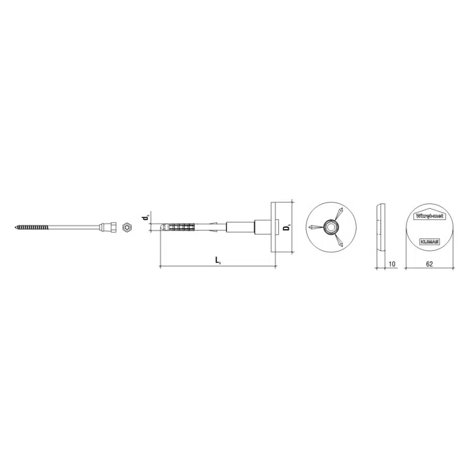 ECO-DRIVE 8 Screwed-in fastener with metal pin and telescopic support collar