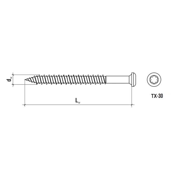 WBSW - Self-tapping screw for concrete and timber with TX drive