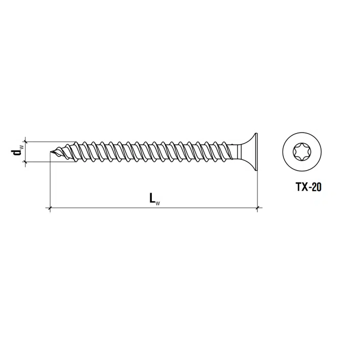 WDB-T - Self-tapping screw for flat roof thermal and hydro insulation for concrete, steel and timber with TX drive