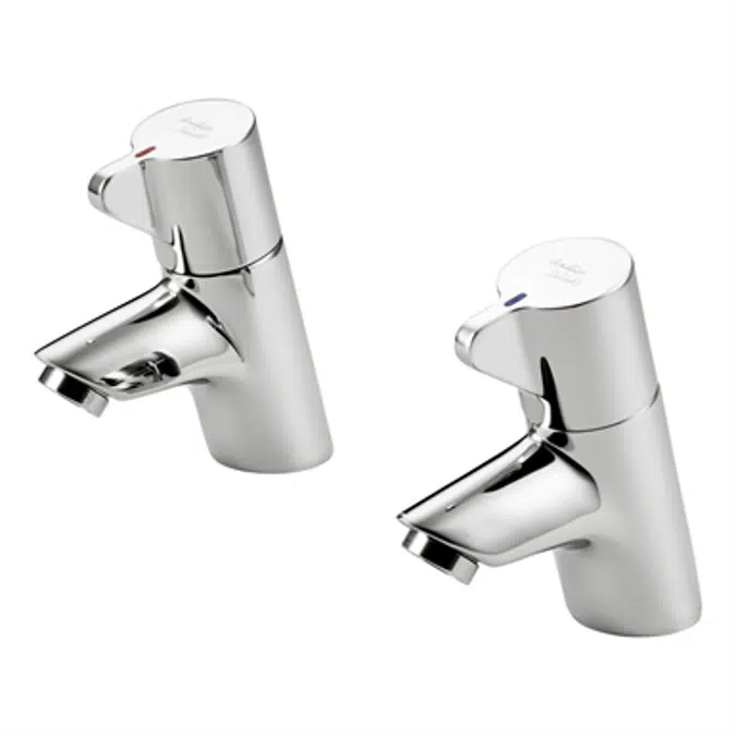 Piccolo 21 Inclined ½" Washbasin Pillar Taps, Dual H&C Indices