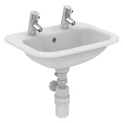 Planet 21 50cm Countertop Washbasin 2 Taphole With overflow & chainhole için görüntü