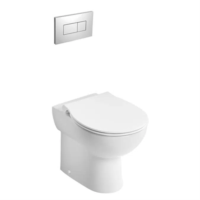 Contour 21+ back to wall rimless WC pan with raised horizontal outlet and anti-microbial glaze