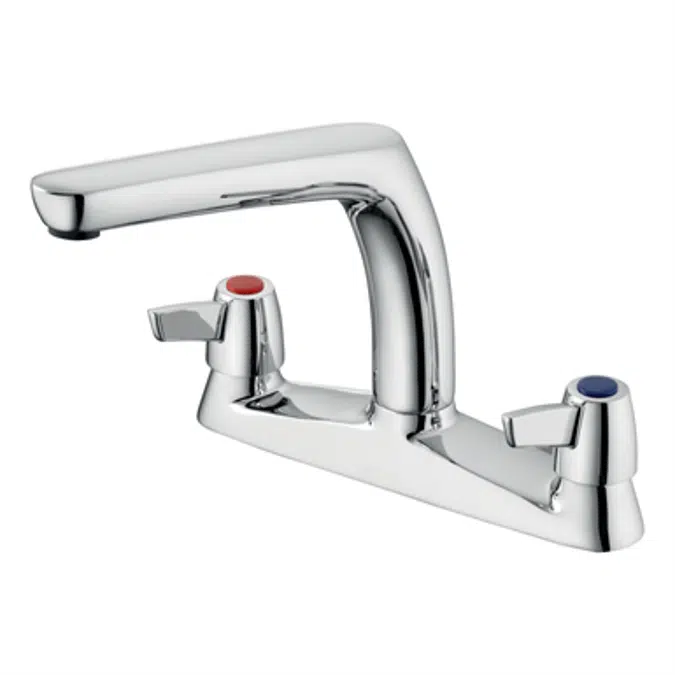 Sandringham 21 Sink Mixer 2 Hole Dualflow Swivel Spout, Lever Handles