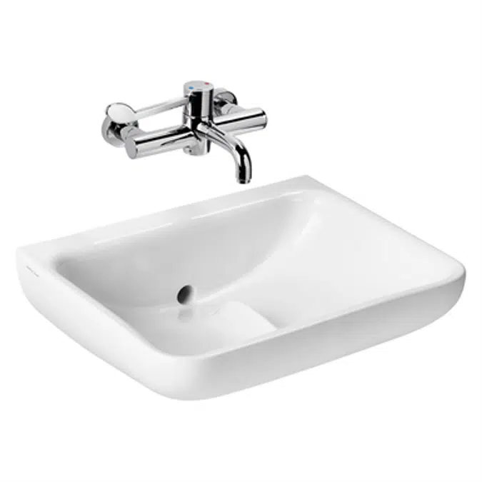 Contour 21+ 60 cm back outlet washbasin, no tapholes, anti-splash and anti-microbial glaze