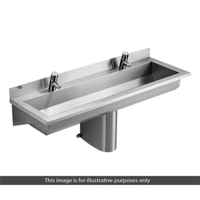 Calder Washing Trough 240cm Centre Outlet 2in Domed Waste, 4 Taphole