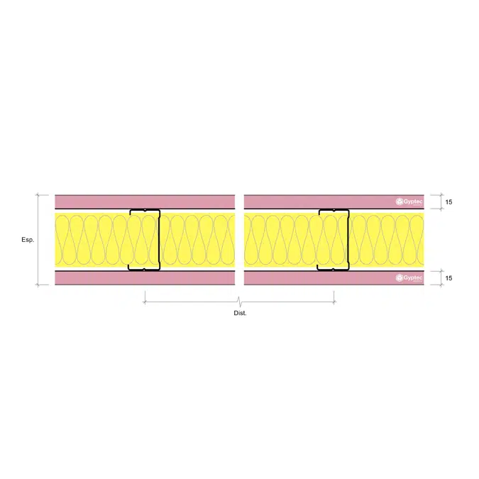 DIVISÓRIA 100 BA15F - Interior drywall partition