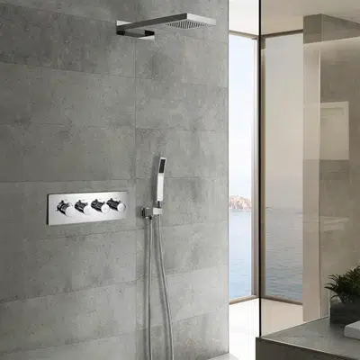 Image for Fontana 22" Wall Mounted Bathroom Thermostatic Shower Set With Hand Shower