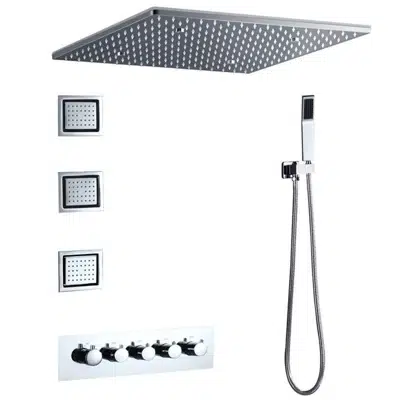 Fontana Bavaria 20-inch Ceiling Mount Shower System with Body Jets and Hand Held Shower图像