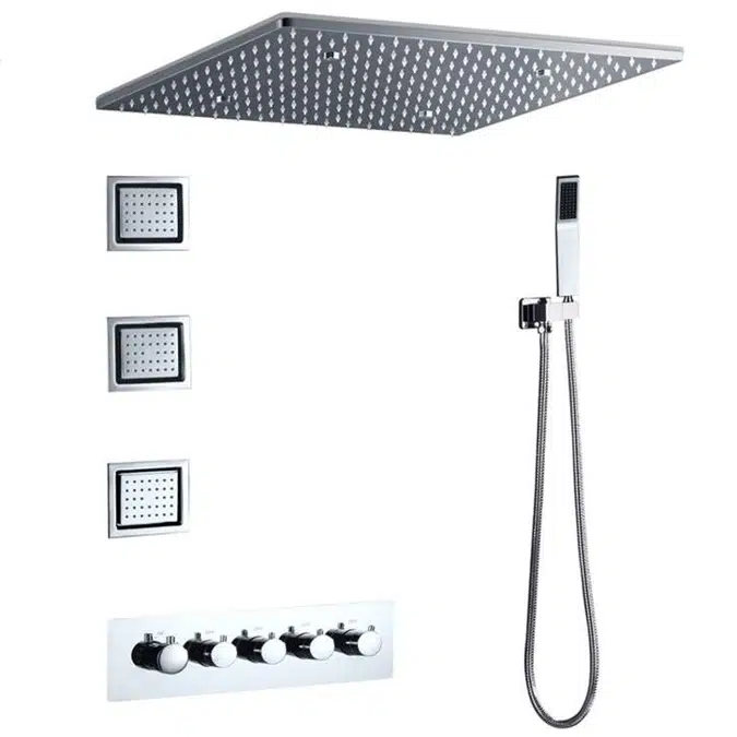 Fontana Bavaria 20-inch Ceiling Mount Shower System with Body Jets and Hand Held Shower