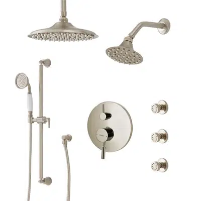 Image for Fontana Brushed Nickel Deluxe Dual Rain Showerhead With Three Jet Sprays and Handshower