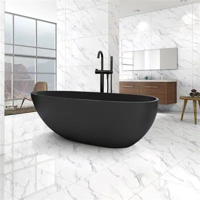 afbeelding voor Fontana Venice Matte Black Stone Resin Freestanding Indoor Bathtub