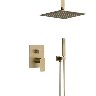 imagem para Fontana Napoli Ceiling Mount Brushed Gold Mixer Rainfall Shower Set