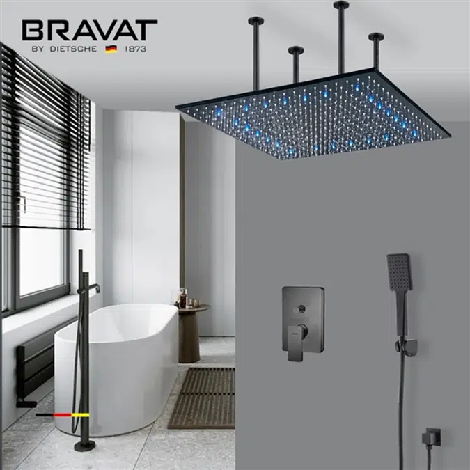 Fontana Matte Black Square Color Changing LED Rain Shower System