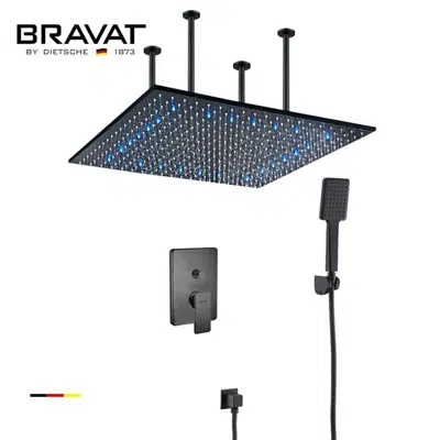 Image for Fontana Matte Black Square Color Changing LED Rain Shower System