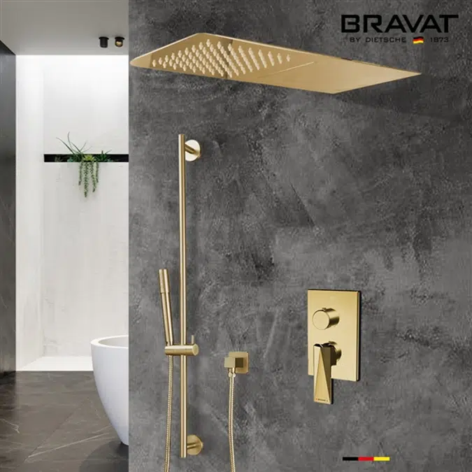 Bravat Thermostatic Brushed Gold Waterfall & Rainfall Shower Set