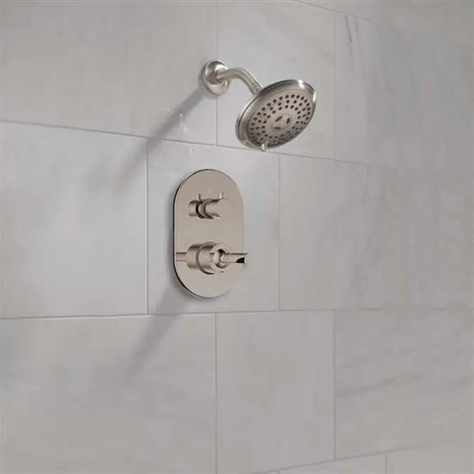 FontanaShowers Brushed Nickel Wall Mount Round Shower With Mixer