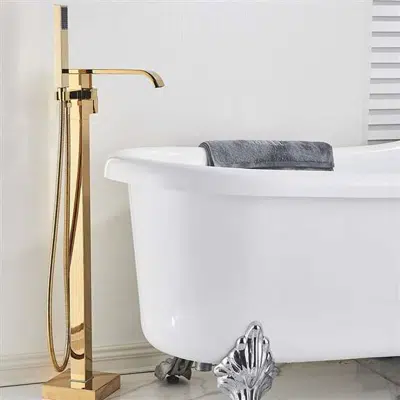 Image for Fontana St. Gallen Gold Finish Floor Standing Bathtub Faucet Single Handle with Hand Shower