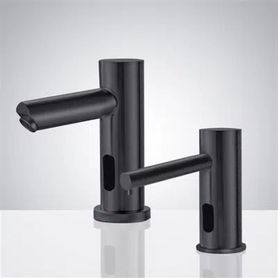 画像 Fontana Commercial Matte Black Finish Automatic Bathroom Sink Faucet and Soap Dispenser