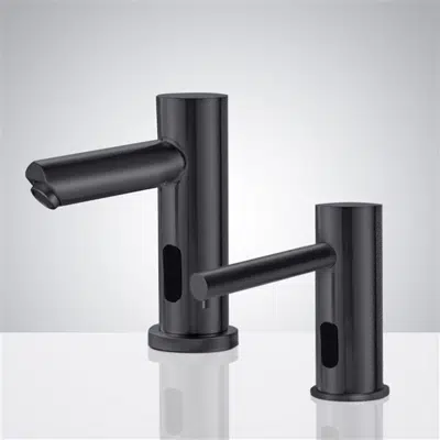 Image for Fontana Commercial Matte Black Finish Automatic Bathroom Sink Faucet and Soap Dispenser