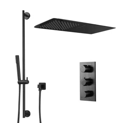 billede til FontanaShowers Matte Black Waterfall & Rainfall Shower Set