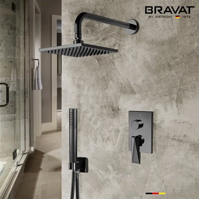 BIM objects - Free download! Bravat Wall Mounted Square Shower Set With ...