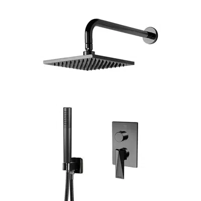 Image pour Bravat Wall Mounted Square Shower Set With Valve Mixer 2-Way Concealed In Matte Black