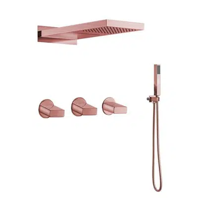 Imagem para Fontana Reno Wall Mount Rose Gold Rainfall Mixer Shower Set}